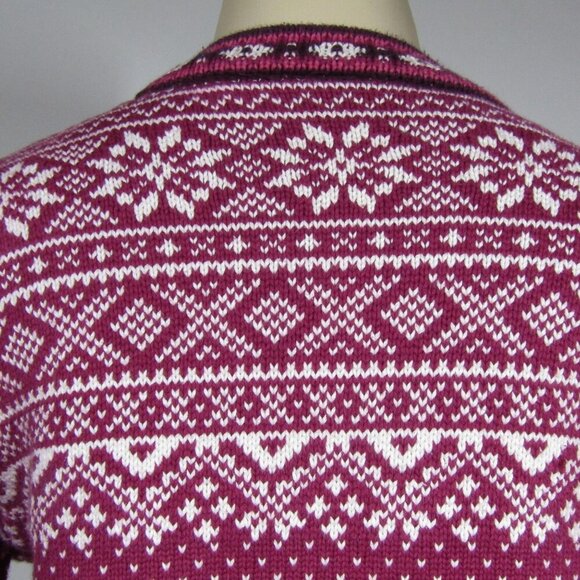 FAIR ISLE Nordic  S M Henley Ski Sweater Pullover Birdseye Cropped Snowflake - Picture 6 of 9